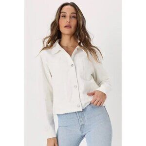 Lulus Modern Icon White Raw Hem Twill Jacket